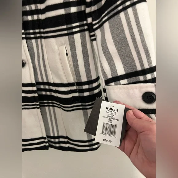 iZ Byer - Plaid Peacoat - Size Small - Picture 4 of 10